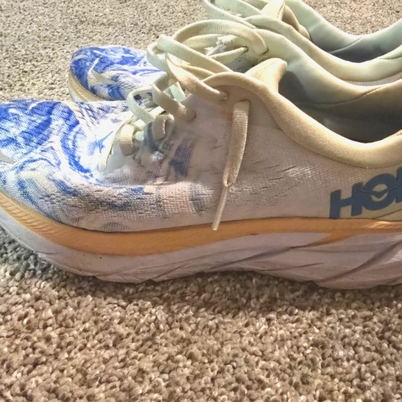 Hoka Clifton Women's Blue and Green Running Shoes - Picture 6 of 6